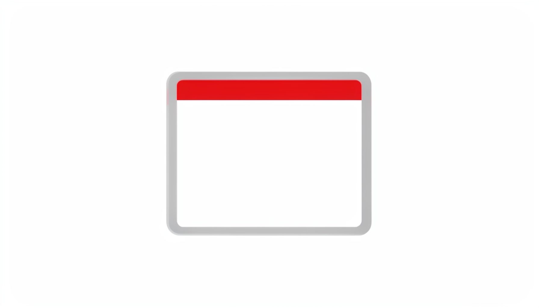 A flat vector illustration of a card with a white body, thin grey border, and a subtle red accent line, suggesting a clean and modern information block.