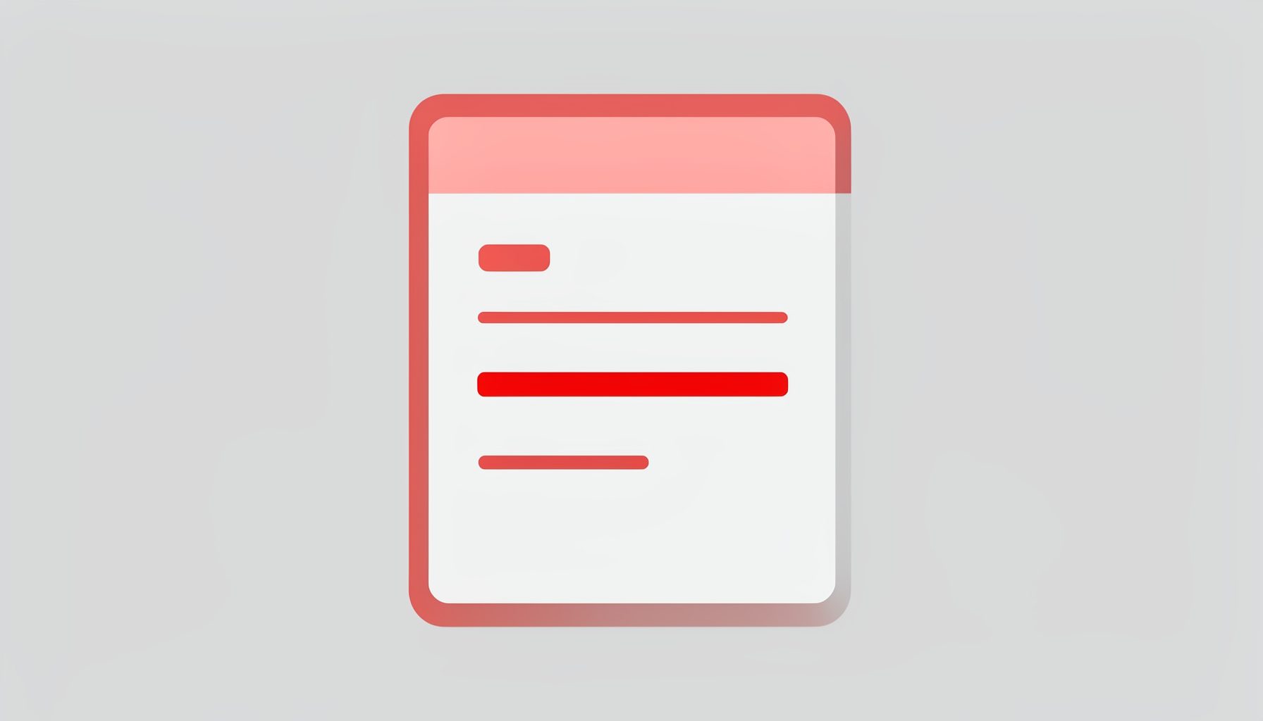 A flat vector illustration of a document-style card with clean lines, light grey background, and a small red accent stripe, evoking a sense of structured information.
